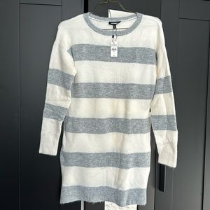 Express gray white cream striped sweater dress XS NWT